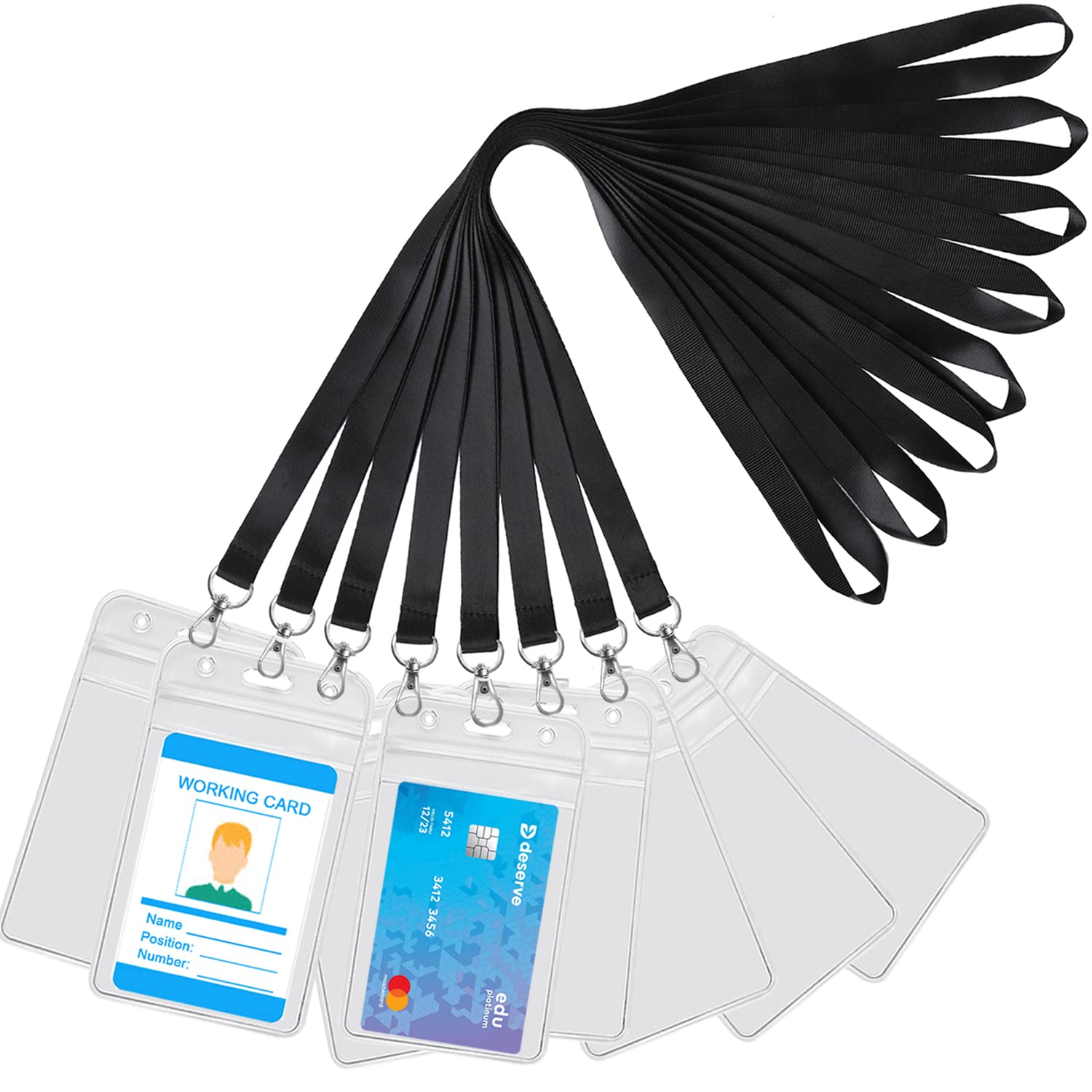 Youowo Lanyards With Id Badges Holder 8 Pack Black Lanyard With Id Badge Holder Neck Lanyard For Keys Id Card Holder