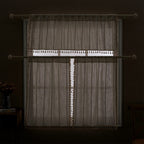 Roomtalks White Boho Kitchen Valances For Windows Rod Pocket 18?L X 52?W Embroidered French Striped Modern Farmhouse Chic Textured Tassel Curtain Valances For Bathroom Living Room Bohemian Decor