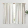 Roomtalks White Boho Farmhouse Kitchen Curtains 54 Inch Length French Striped Modern Vintage Chic Textured Tassel Charcoal Short