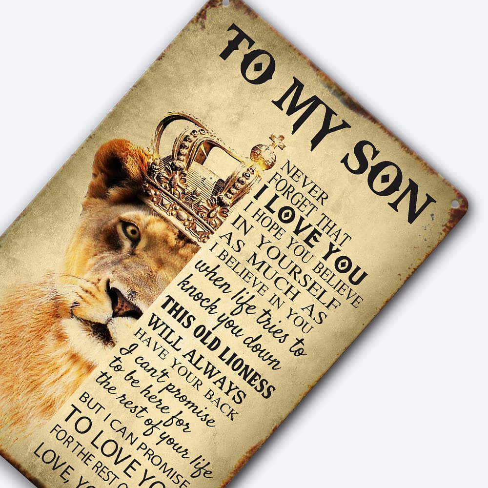 tosles Metal Wall Art SDGG 8x12 Inch Lion Gift From Mom To Son Inspirational Sign