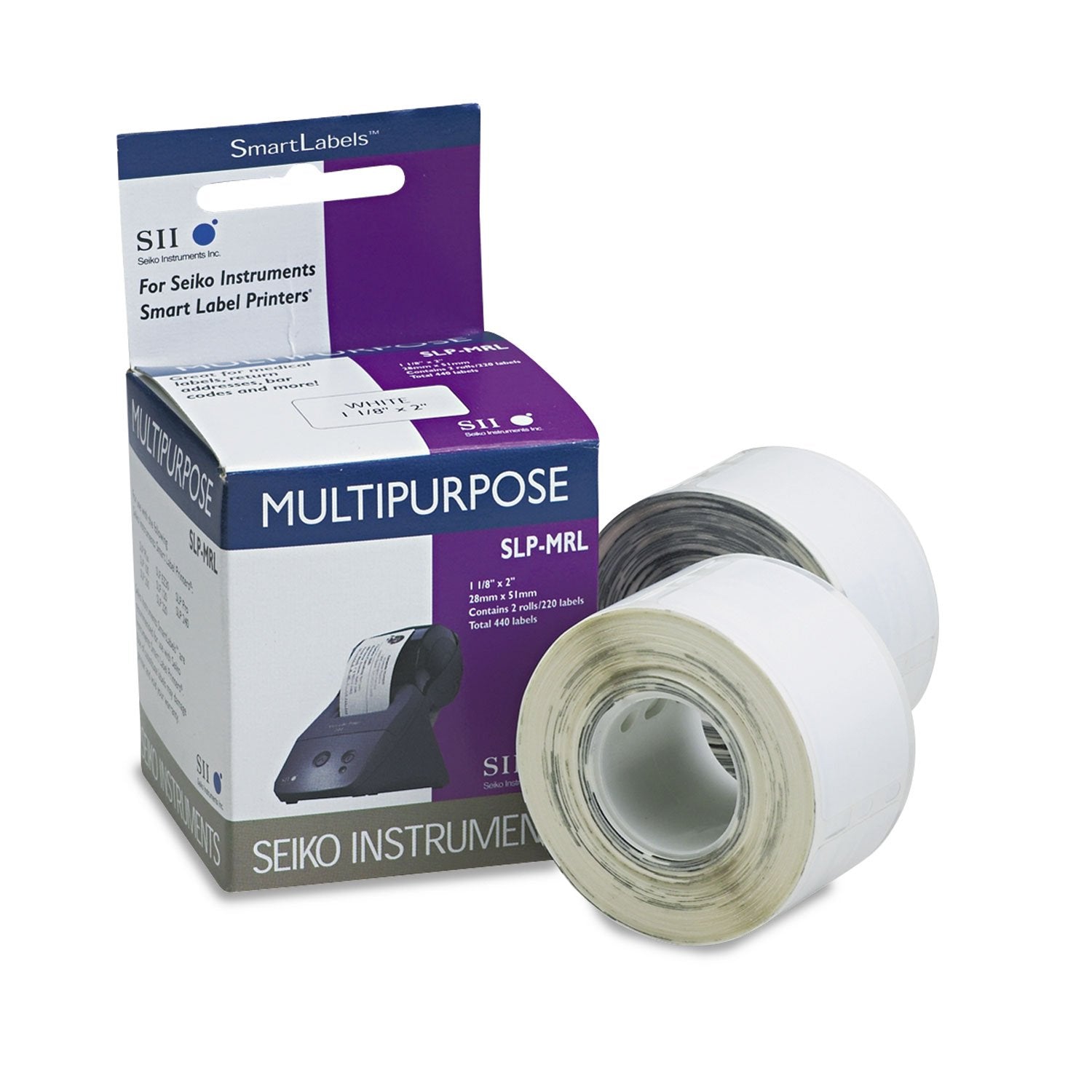 Seiko Self-Adhesive Multipurpose Labels 1-1/8 X 2 White 440/Box Skpslpmrl