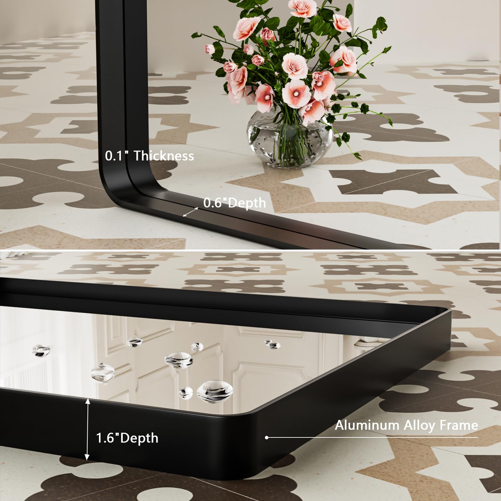 Istripmf Black Metal Framed Bathroom Mirror For Wall,28X32 Inch Rounded Rectangle Mirror,Matte Black Bathroom Vanity Mirror Farm