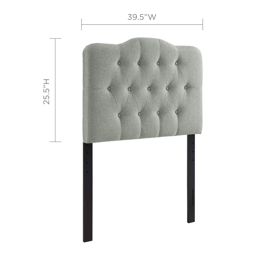 Modway MOD-5160 Annabel Tufted Button Linen Fabric Upholstered Twin Headboard in Gray
