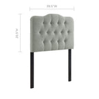 Modway MOD-5160 Annabel Tufted Button Linen Fabric Upholstered Twin Headboard in Gray