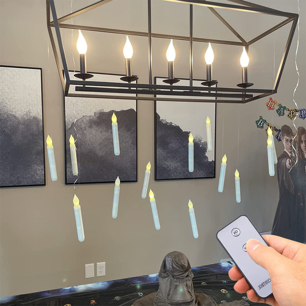Amagic 12Pcs Batteries Operated Taper Candles With Remote, Warm White Flickering Light, Flameless Handheld Candles Floating, Led