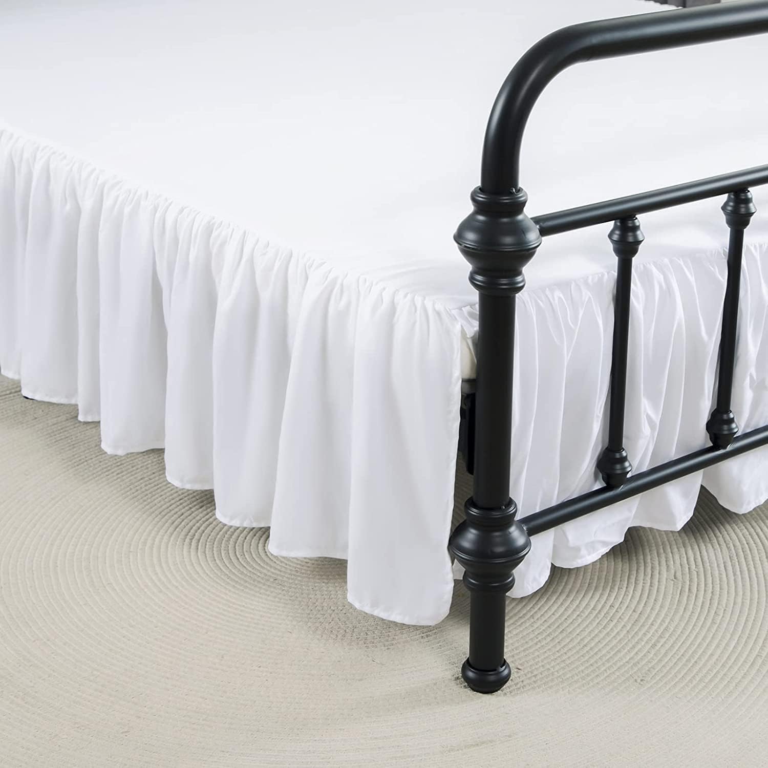 Xuan Dian Bed Skirt Full Size Ruffled Bed Skirts With Split Corners, 12 Inch Drop Dust Ruffle Bed Skirt With Platform, White