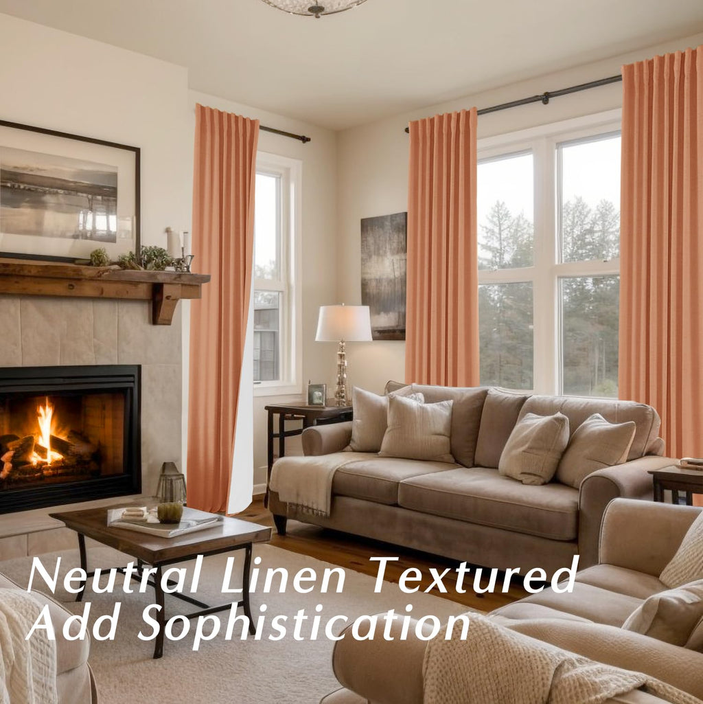 Panelsburg Halloween Curtains For Living Room,Dark Orange Linen Cotton Look Decorative Curtains For Bedroom Fall Decor