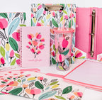 Steel Mill & Co Cute Large Spiral Notebook College Ruled, 11' X 9.5' With Durable Hardcover And 160 Lined Pages, Pink Poppy