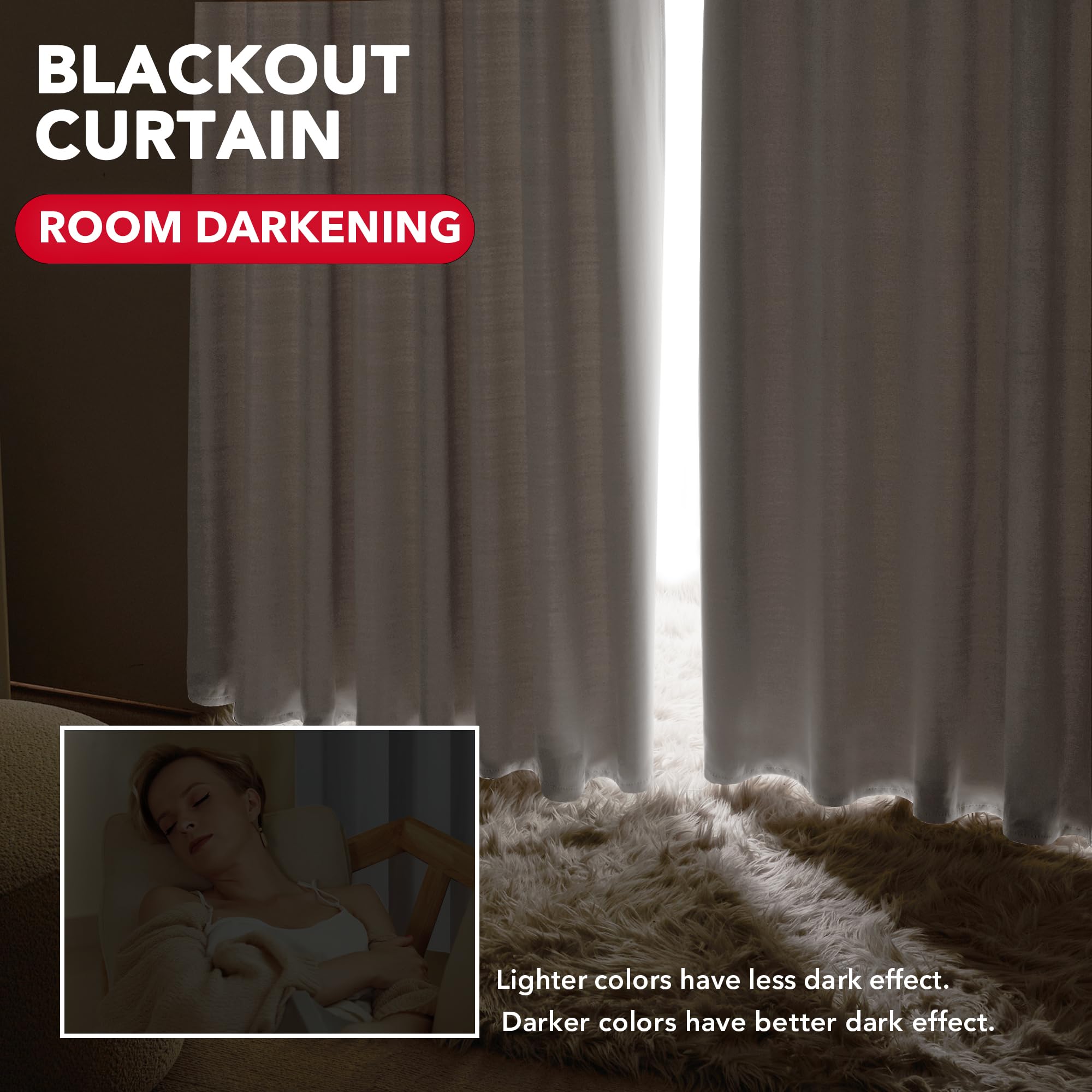 Deconovo Blackout Curtains – Room Darkening, Noise-Reducing, Thermal Insulated – Energy-Efficient Window Treatment For Bedroom, Living Room & Home Office – 2 Panels, Star White, 70W X 84L Inch