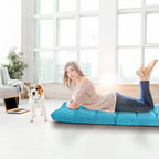 Costway Peacock Blue Folding Gaming Chair, Adjustable 14-Position Floor Sofa With Back Support, Alloy Steel Frame, Lazy Sofa Lounge For Playing, Reading, Meditating, Recliner For Adults, Kids