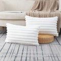 Zlina Set Of 2 Faux Fur Plush Cream White Throw Pillow Covers Fluffy Striped Pillowcase Cushion Covers For Sofa Couch Bedroom 12