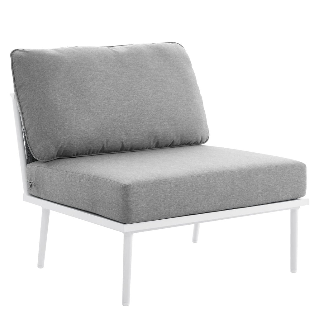 Modway Stance Outdoor Patio Woven Rope Aluminum Armless Chair in White Gray