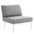 Modway Stance Outdoor Patio Woven Rope Aluminum Armless Chair in White Gray
