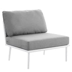 Modway Stance Outdoor Patio Woven Rope Aluminum Armless Chair in White Gray
