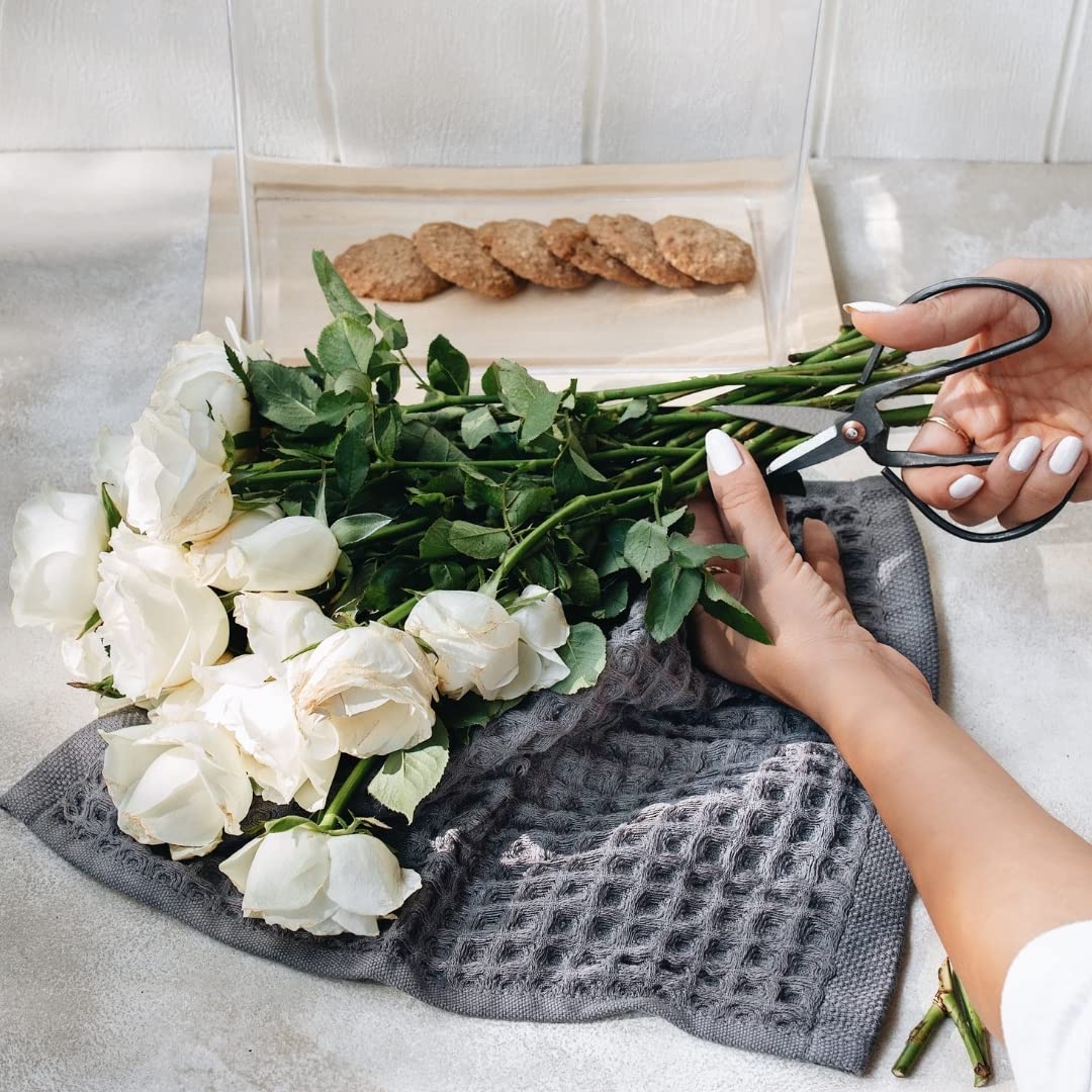 Sea Me At Home Waffle Washcloth Set, 100% Cotton (4 Pcs Washcloth 13X13 Inches, Charcoal)