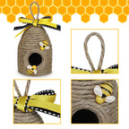 Bee Hive Decor,3 Pack Bumble Bee Rustic Decor Hive,Natural Bee House, Bumble Bee Theme Party Decor Spring Summer Rustic Farmhous