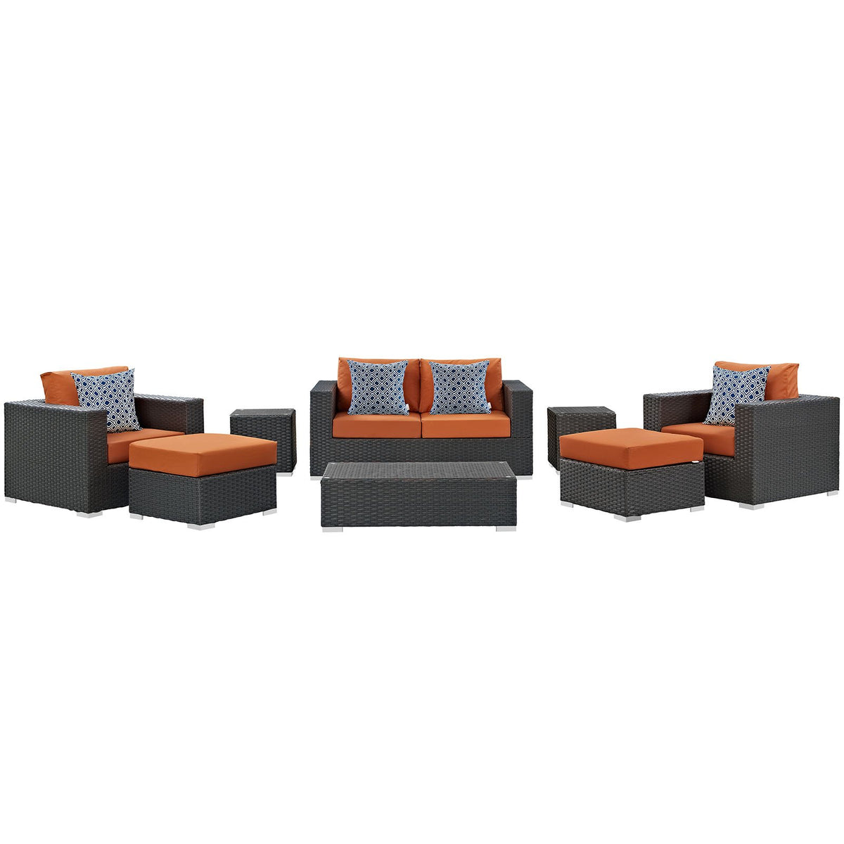 Sojourn 8 Piece Outdoor Patio Sunbrella Sectional Set