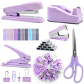 Sportsvoutdoors Purple Desk Accessories, Purple Office Supplies, Stapler And Tape Dispenser Set, Purple Desk Accessory Kit, Gift