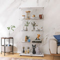 LFT HUIMEI2Y Glass Display Cabinet 4-Shelf with Double Door, Curio Cabinets Fast Installation in 30 Mins, Tempered Glass Floor S