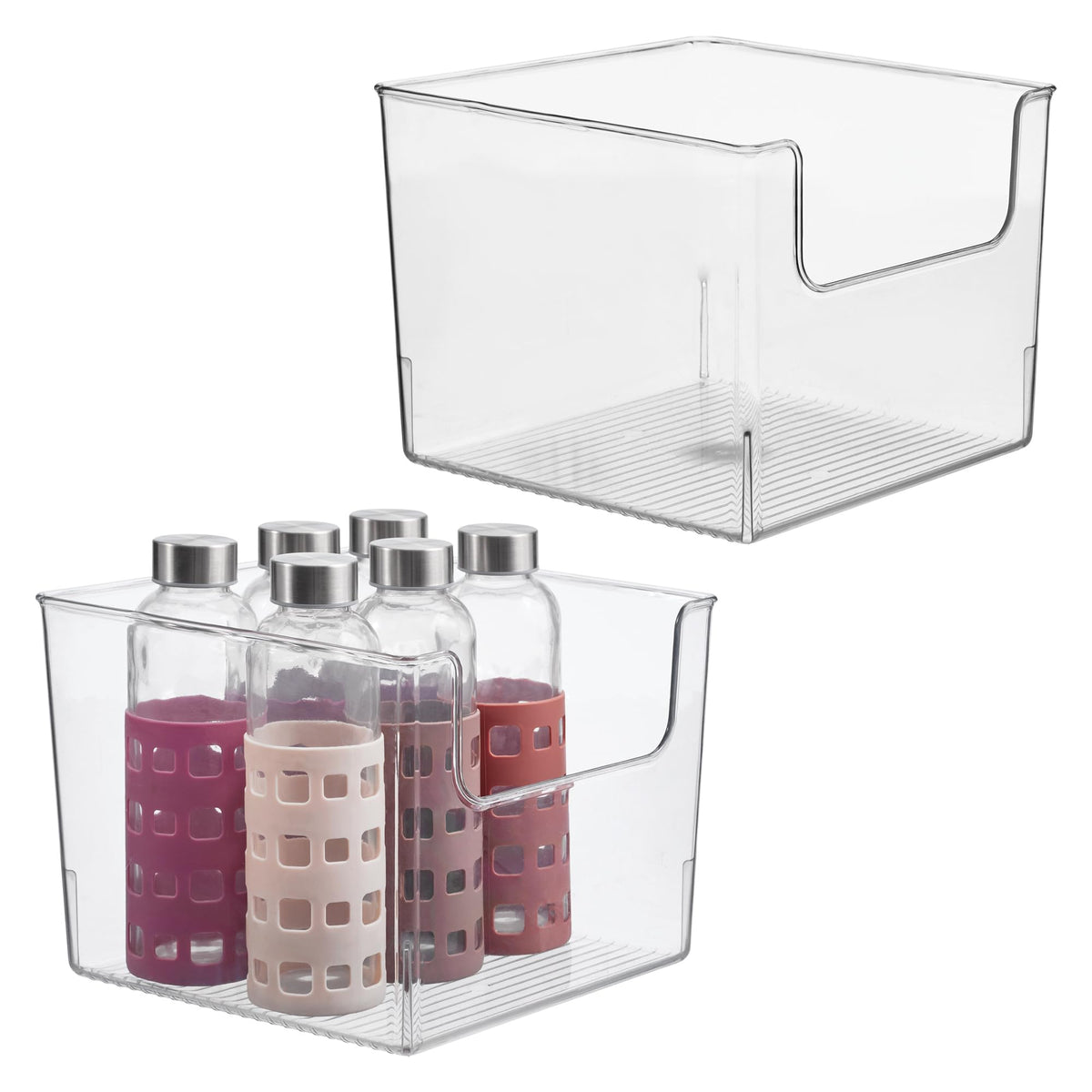 iDesign OpenFront Storage Bin, Set of 2, Clear