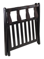 Winsome Reese Luggage Rack with Shelf, Solid Wood, for Guest Room, Bedroom, Hotel, Foldable, with Extra Storage Shelf, No Assembly, Espresso