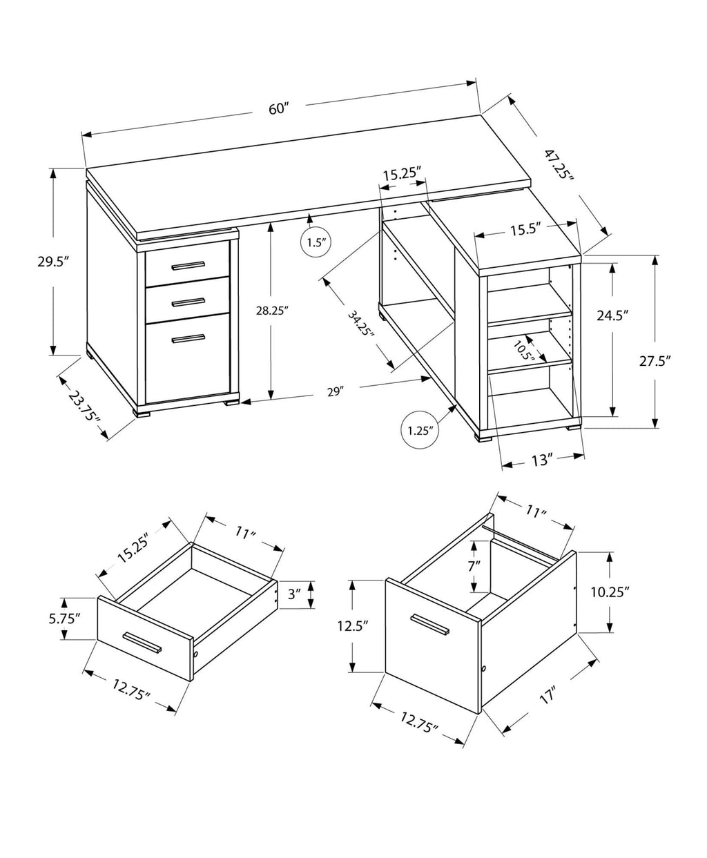 Monarch Specialties Computer Desk Home Office Corner L Shape Work Laptop Laminate Beige