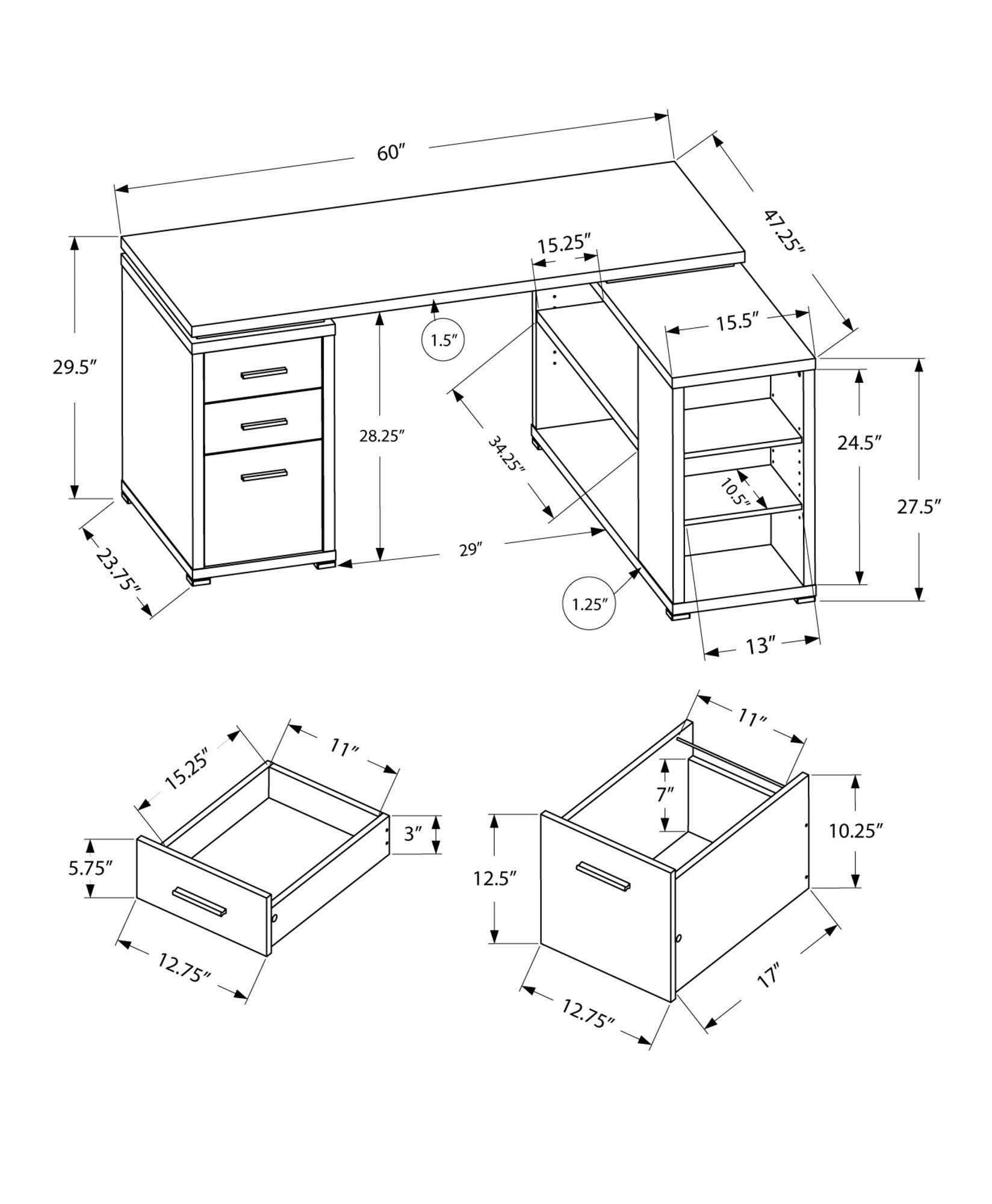 Monarch Specialties Computer Desk Home Office Corner L Shape Work Laptop Laminate Beige