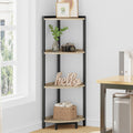 Hzuaneri Corner Shelf Stand, Corner Bookshelf, Storage Standing Shelf Unit With Metal Frame, Plant Stand, Corner Bookcase For Living Room, Home Office, Bedroom, 4-Tier Greige Cs05805B