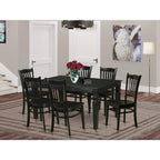 East West Furniture WEGR7-BLK-W 7 Piece Dining Table Set Consist of a Rectangle Dining Room Table with Butterfly Leaf and 6 Wooden Seat Chairs, 42x60 Inch, Black