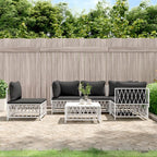 vidaXL Modern 6-Piece Patio Lounge Set - Flexible and Customizable White Steel Modular Design - Weather-Resistant Woven Fabric - Comfortable Outdoor Seating with Thick Cushions