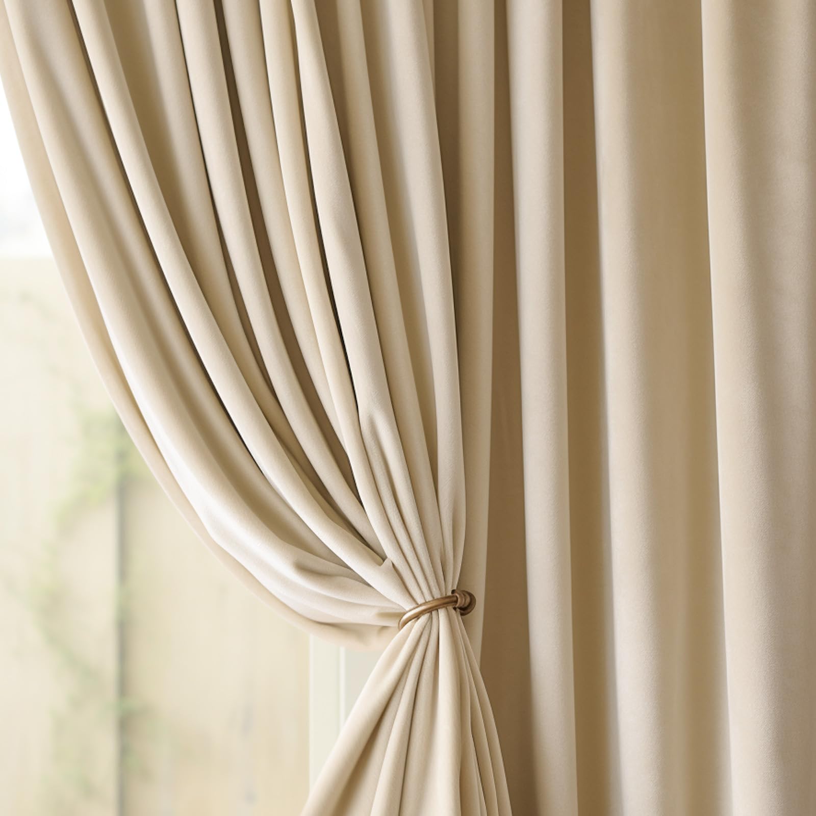 Lazzzy Velvet Curtains Beige Thermal Insulated Curtains 108 Inch Extra Long Drapes For Bedroom Living Room Darkening Noise Reducing Soft Luxury Window Treatments Grommet Curtains 2 Panels Beige
