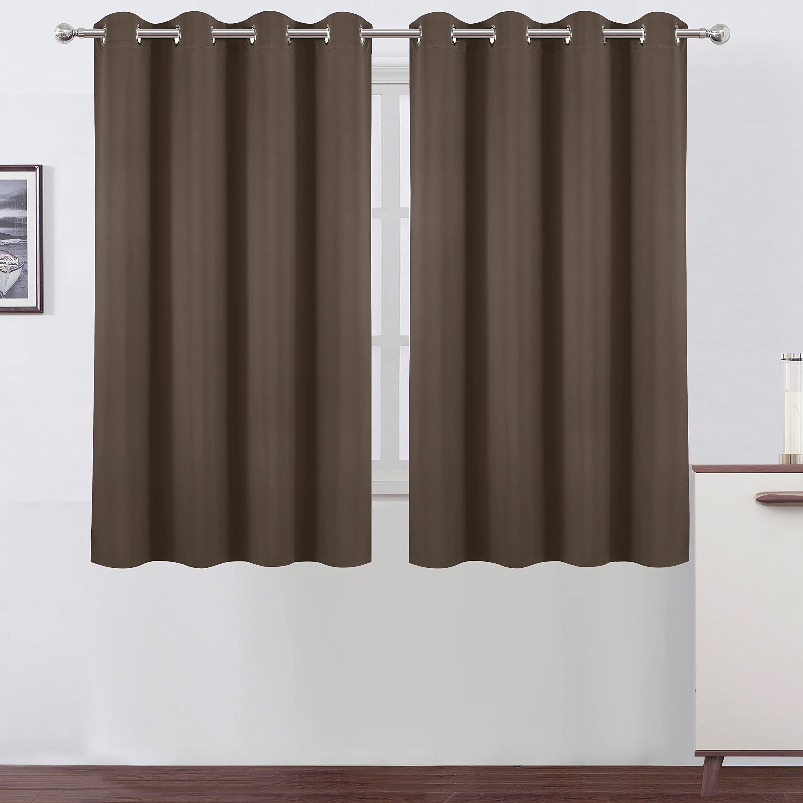 Lemomo Chocolate Brown Thermal Blackout Curtains/52 X 54 Inch/Set Of 2 Panels Room Darkening Curtains For Bedroom