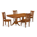 East West Furniture NAPO5-SBR-W Napoleon 5 Piece Room Set Includes a Rectangle Wooden Table with Butterfly Leaf and 4 Kitchen Dining Chairs, 40x78 Inch