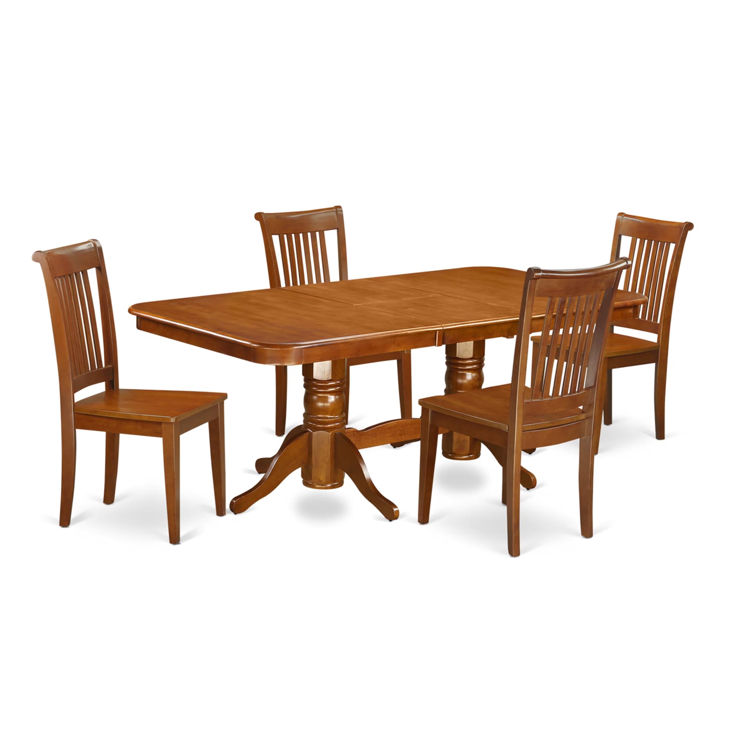 East West Furniture NAPO5-SBR-W Napoleon 5 Piece Room Set Includes a Rectangle Wooden Table with Butterfly Leaf and 4 Kitchen Dining Chairs, 40x78 Inch