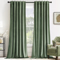 Miulee Sage Green Velvet Curtains 84 Inches - Luxury Blackout Curtains For Bedroom Living Room Thermal Insulated Super Soft Window Drapes Back Tab Rod Pocket, W52 X L84 Inches, 2 Panels
