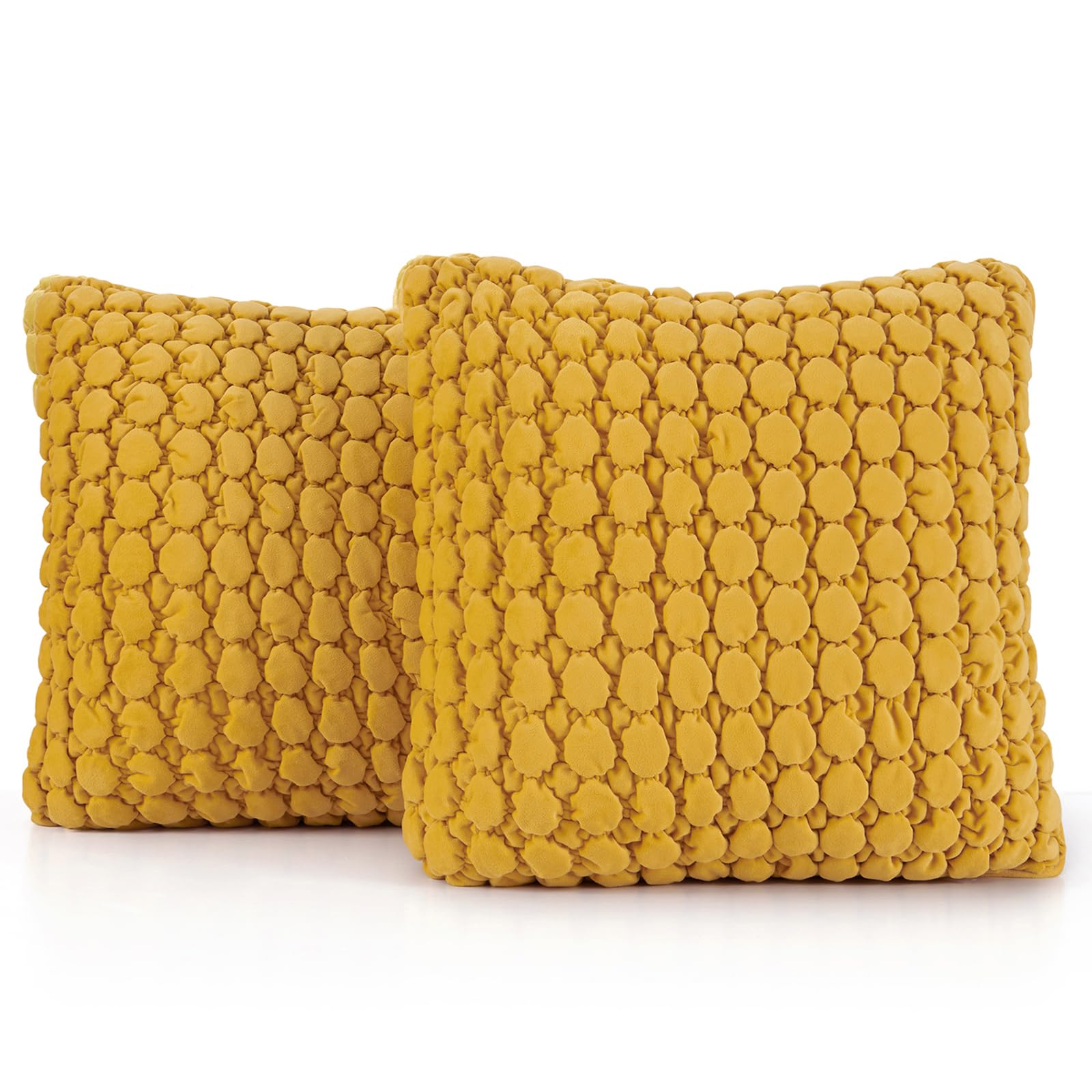 Cocoploceus Set Of 2 Boho Throw Pillow Covers 18X18 Decorative Farmhouse Pillow Covers Velvet Square Cushion Covers Bubble Textu