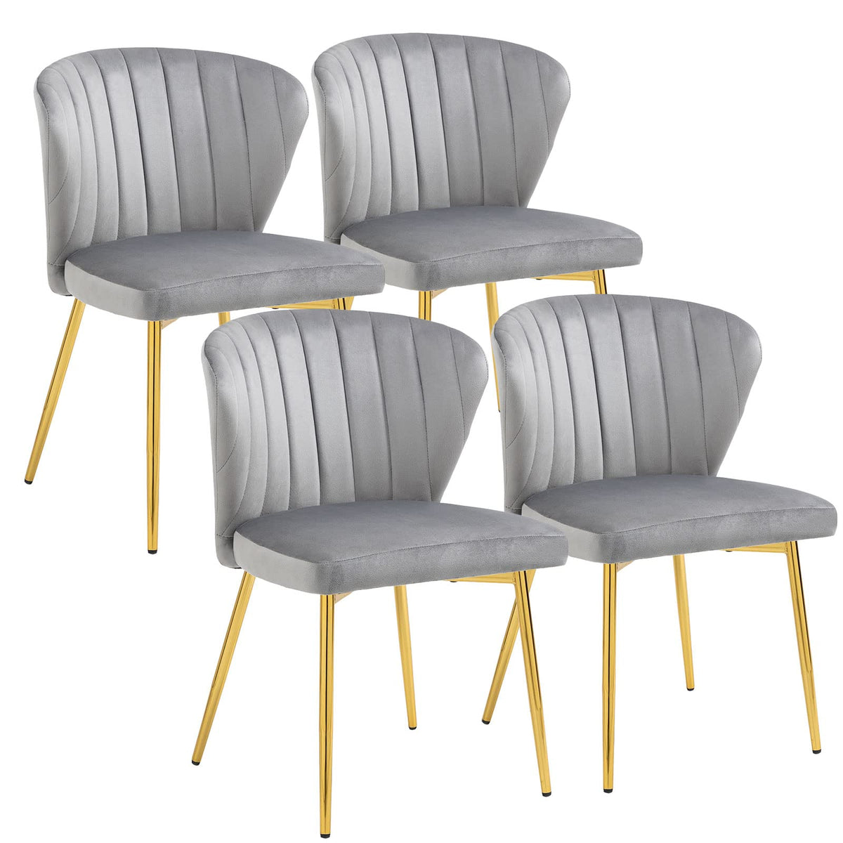 Anour Modern Dining Chiars Set Of 4,Velvet Kitchen Chairs,Upholstered Side Chair With Golden Metal Legs,Small Accent Chairs For