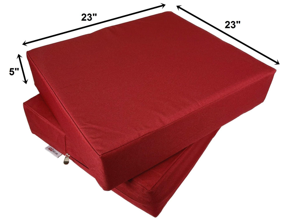 Qqbed 2 Pack Outdoor Patio Chair Pillow Seat Water-Resistant Cushion Covers In Red Color 23'X23'X5' - Replacement Covers Only