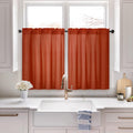 HOMEIDEAS Non-See-Through Fall Burnt Orange Privacy Sheer Kitchen Curtains, 30 X 36 Inches Long 2 Panels Short Sheer Curtains Li