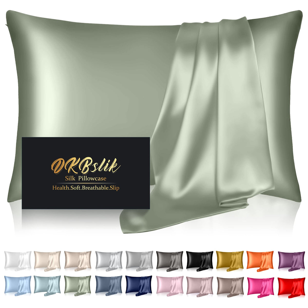Silk Pillowcase For Hair And Skin, Mulberry Silk Pillow Cases Standard Size, Anti Acne Cooling Sleep Both Sides Natural Silk Sat
