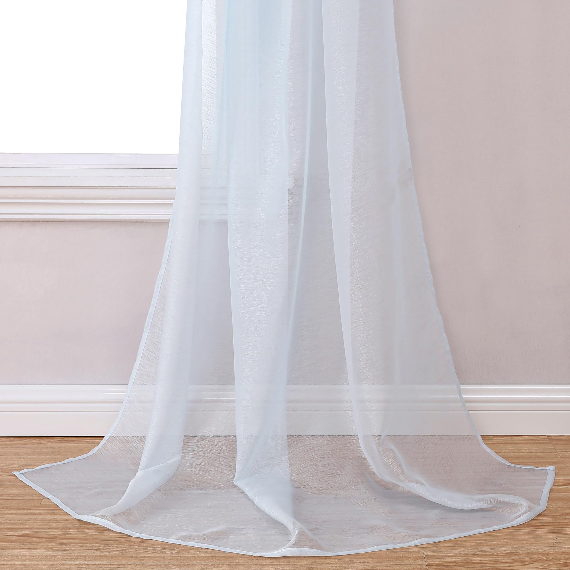 Donren Scarf Curtain For Window - Home Decoration Sheer Voile Scarf Valance For Wedding (1 Panel, W52 X L216, Light Blue)