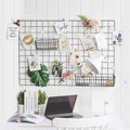 GBYAN 2 Pack Wire Wall Grid Panels with Lights and Clips, Large Photo Board for Picture Display, Wall Organizer Grid Wall Shelf 