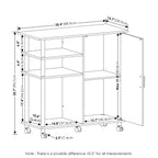 Furinno Helena Multipurpose Storage Cabinet/Shelves,Printer Stand With Lockable Wheels, Stainless Steel Tubes, White Oak/Chrome