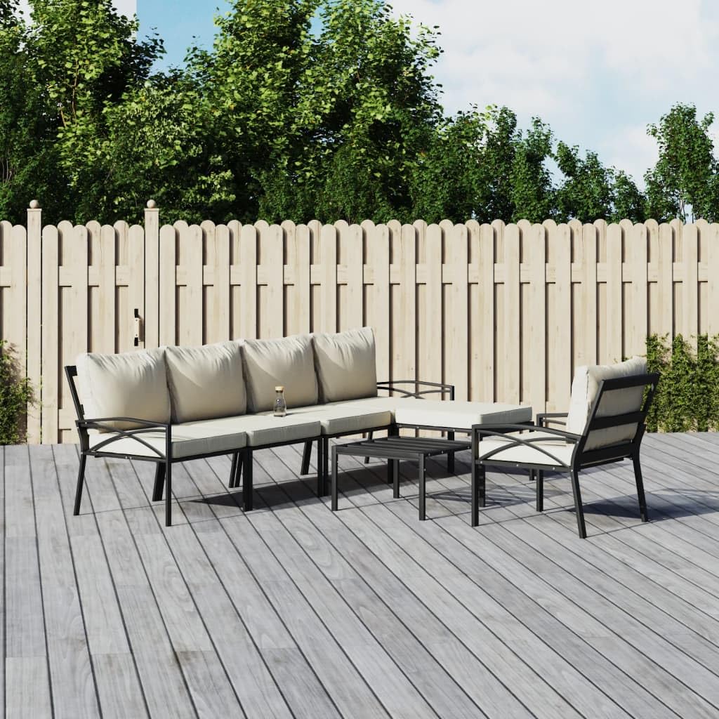vidaXL 7 Piece Patio Lounge Set with Sand Cushions Steel