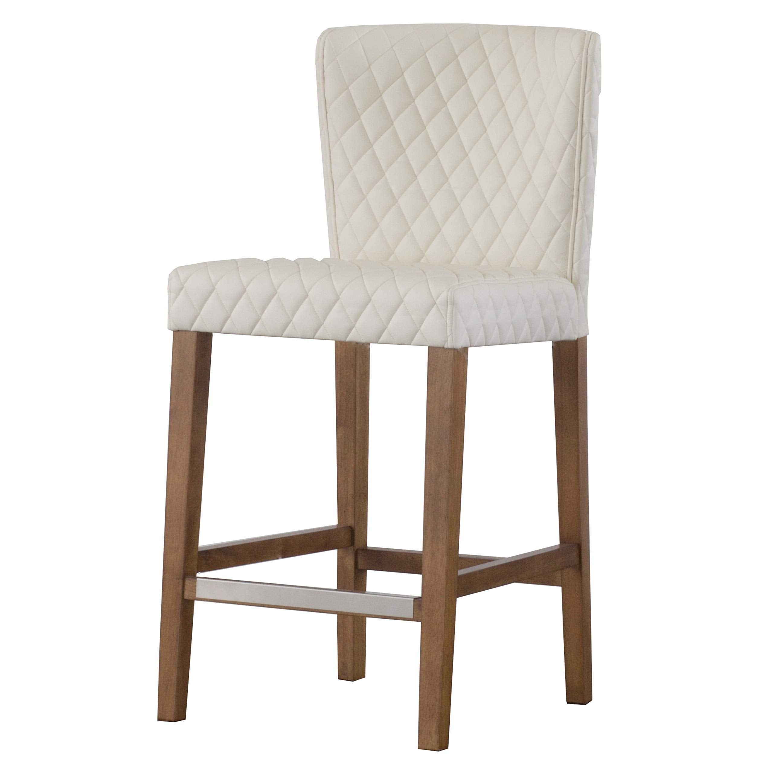Albie Diamond Stitching PU Leather Counter Stool - Thumbnail 2