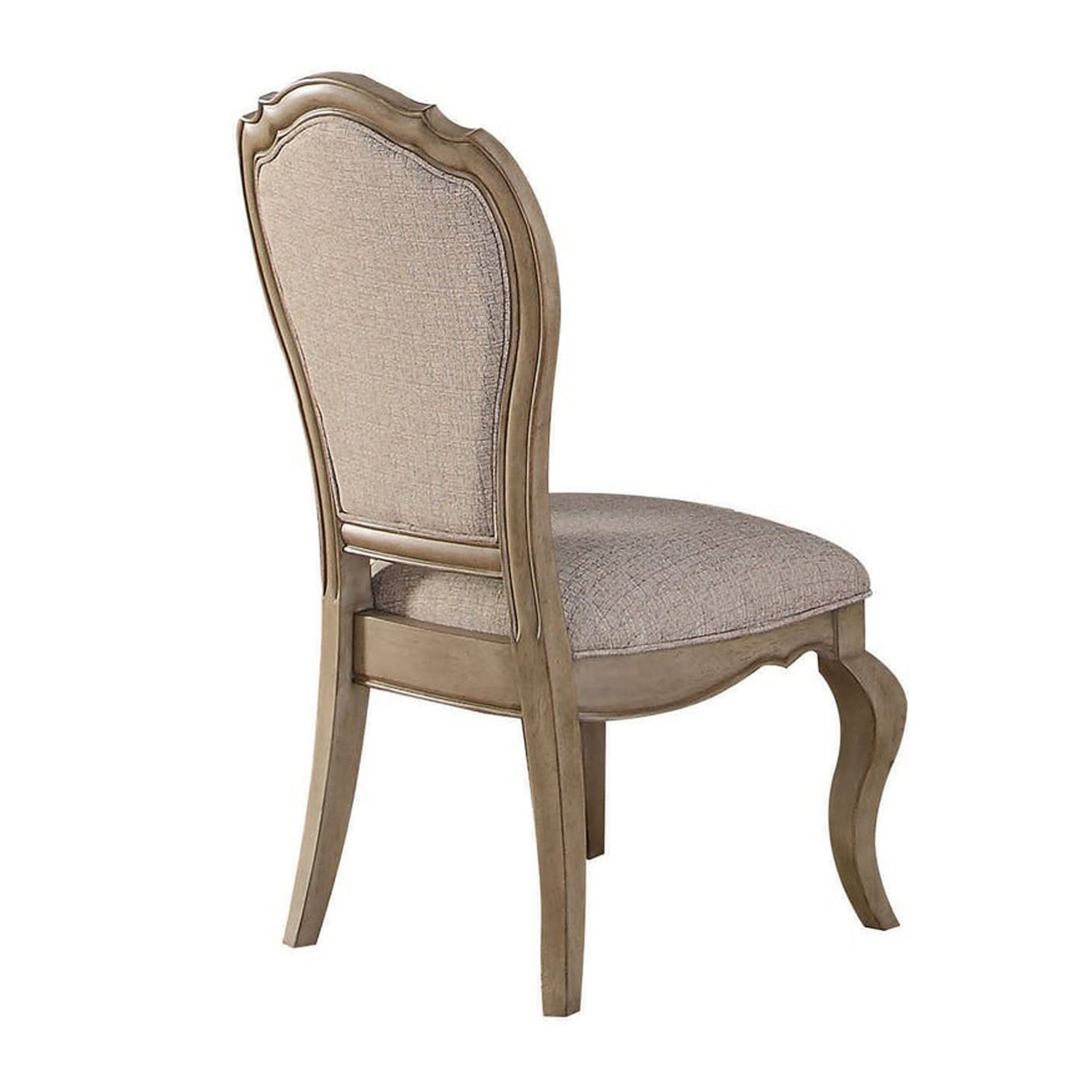 ACME Furniture Dining Chair, Beige Fabric & Antique Taupe