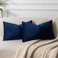 Juspurbet Navy Blue Lumbar Velvet Throw Pillow Covers 14X24 Inch Set Of 2 For Living Room Couch Sofa Bedroom Decorative Rectangl