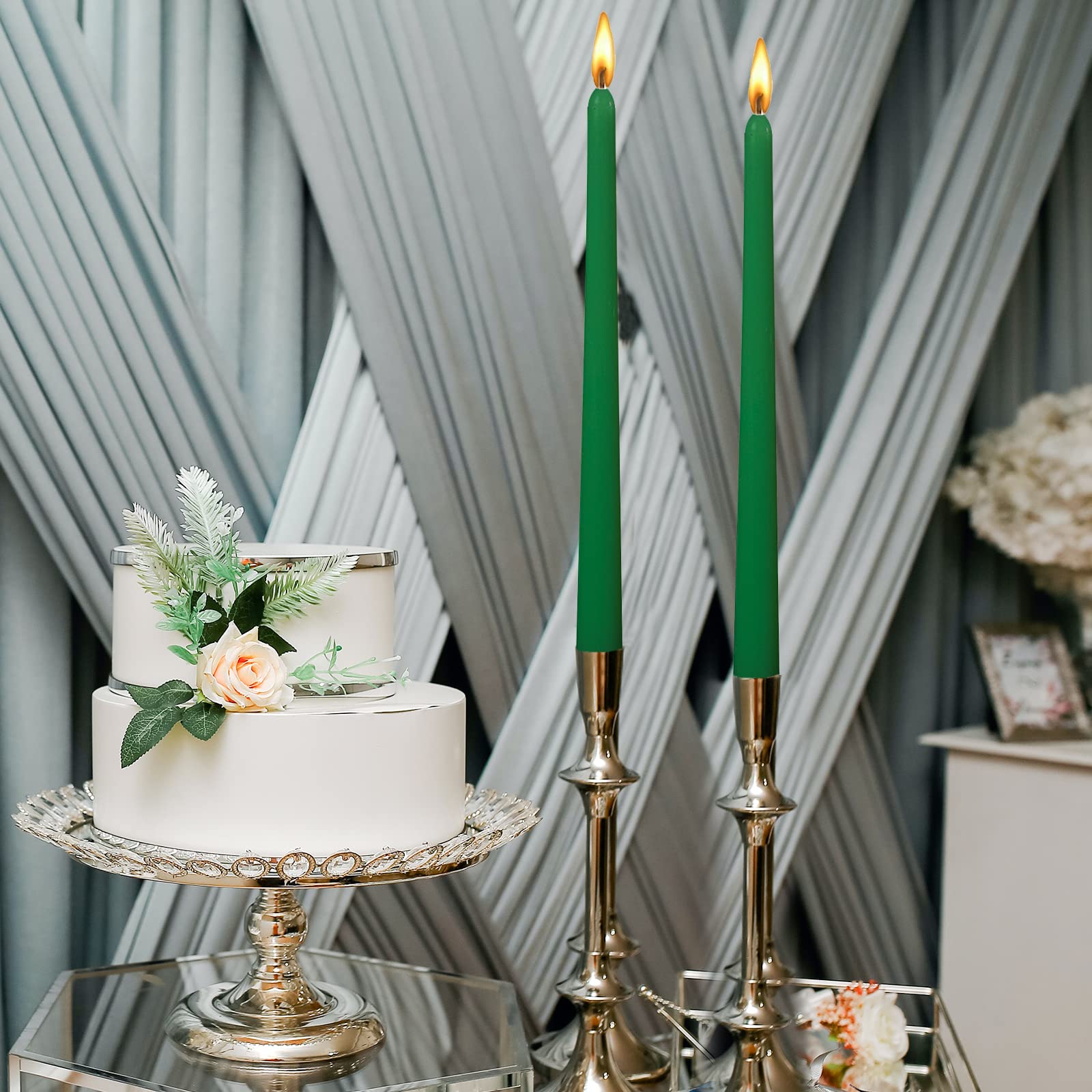 10 Inch Green Taper Candles-Set Of 4 Tapered Candle, Tall Candlesticks, Home Dinner Candle, Party, Wedding, Halloween, Christmas