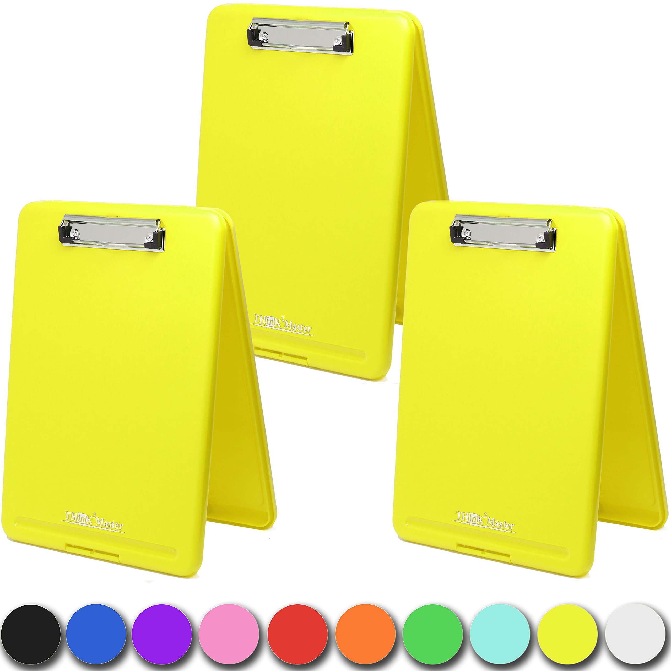 Think2Master [3 Pack] Yellow Plastic Storage Clipboard. | 25% Heavier & Sturdier| Heavy Duty And Wont Flex Like Other Brands (Co