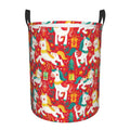 Circular Laundry Basket For Bedroom DormChristmas Unicorns (4)